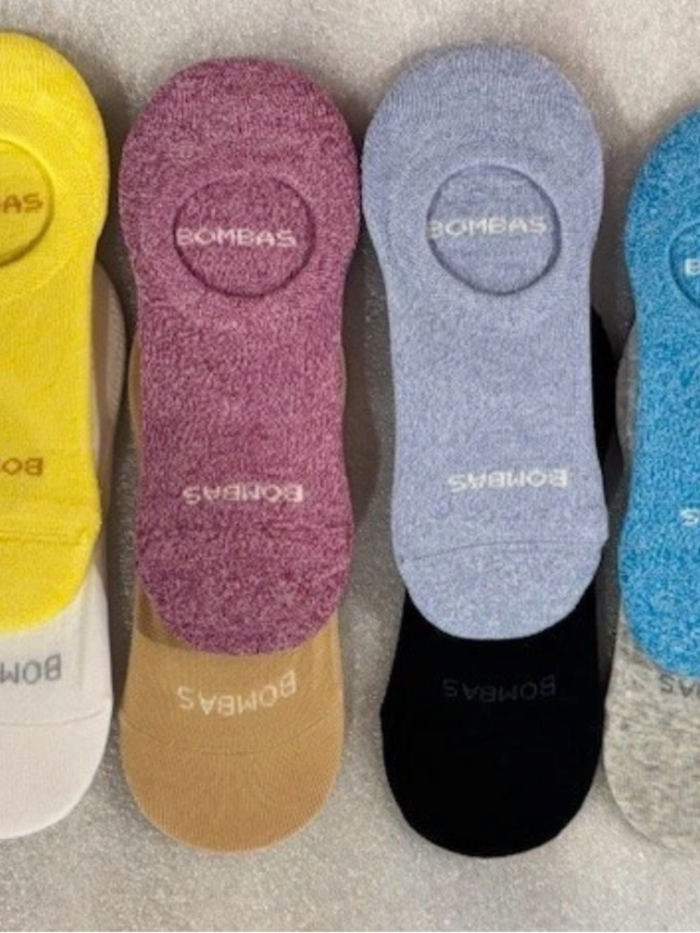 Bombas Unisex No-Show Sock Pack - Yellow, Purple, Light Blue, Black, Tan